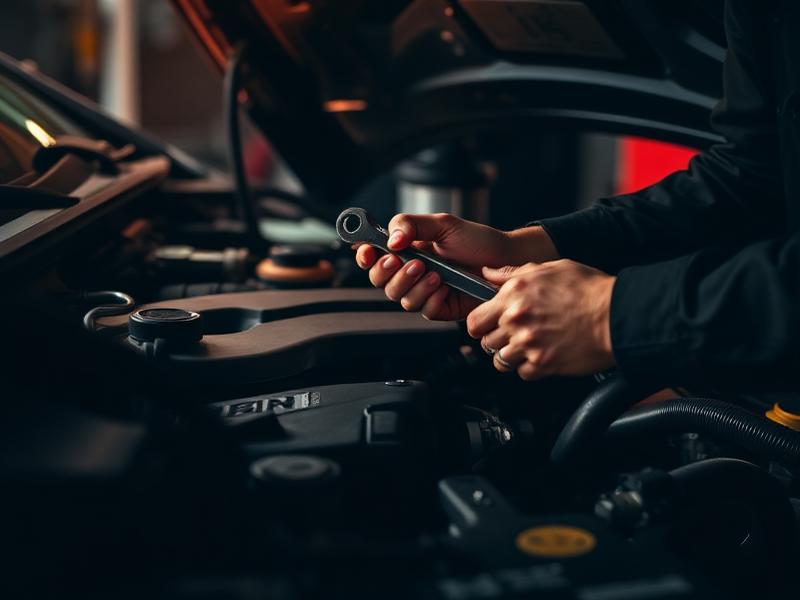 Mecânico realizando manutenção no motor de um carro